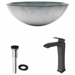 VIGO Simply Silver Glass Vessel Sink And Blackstonian Faucet Set, Matte Black 24 VIGO Simply Silver Glass Vessel Sink And Blackstonian Faucet Set, Matte Black -home bar shop a7b105ad0e9ed982 2913 w800 h800 b1 p0