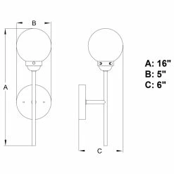 Vaxcel Orbit Brass/Oil Rubbed Bronze Industrial MCM Wall Sconce, Glass Globe, 16"H -home bar shop a89155690166df2a 5609 w800 h800 b1 p0