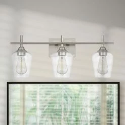 Starry Sky Trading Inc 3-Light 24'' Brushed Nickel Finish Vanity Light Clear Glass Shade 10 Starry Sky Trading Inc 3-Light 24'' Brushed Nickel Finish Vanity Light Clear Glass Shade -home bar shop a8a19dd20077cf57 7379 w800 h800 b0 p0