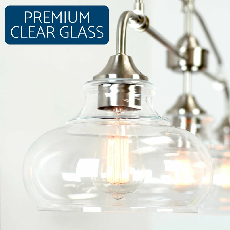 Kira Home Harlow 37.5" Farmhouse / Schoolhouse Island Light, Glass Shades 4 Kira Home Harlow 37.5" Farmhouse / Schoolhouse Island Light, Glass Shades - Image 4