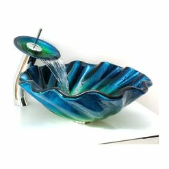 HOMARY BlueandGreen Seashell Glass Bathroom Vessel Sink, Waterfall Faucet System 7 HOMARY BlueandGreen Seashell Glass Bathroom Vessel Sink, Waterfall Faucet System -home bar shop a9217f76023067e7 5701 w800 h800 b1 p0