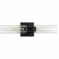 Progress Lighting Clarion 2-Light Matte Black Clear Glass Modern Wall Light
