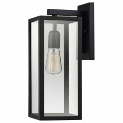 Globe Electric Bowery 1-Light Matte Black Indoor/Outdoor Wall Sconce With Clear Glass Shade