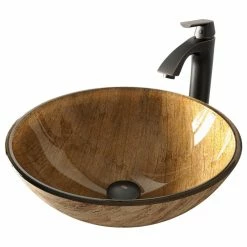 VIGO Amber Sunset Glass Vessel Sink And Linus Faucet, Antique Rubbed Bronze -home bar shop aa91444b0e9ed92b 3290 w800 h800 b1 p0
