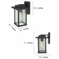 LNC Lighting LNC 1-Light Trasitional Matte Black Rectangle Water Glass Outdoor Lighting 14 LNC Lighting LNC 1-Light Trasitional Matte Black Rectangle Water Glass Outdoor Lighting -home bar shop aaf144560bd6a9b1 3142 w800 h800 b1 p0
