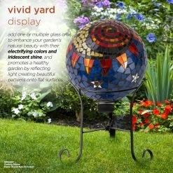 Alpine Corporation Indoor/Outdoor Glass Mosaic Sun And Moon Design Gazing Globe Yard Decoration -home bar shop ac01aa04003694a1 3490 w800 h800 b0 p0