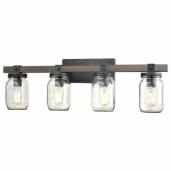 Ecopower Light LLC Mason Jar Glass Wall Sconce Distressed Bath Vanity Lights, 4-Light -home bar shop acc15acf0c935657 6509 w800 h800 b1 p0
