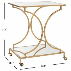 Decorn Elegant Bar Cart, Curved Metal Frame With Mirrored Glass Top & Shelf, Gold 7 Decorn Elegant Bar Cart, Curved Metal Frame With Mirrored Glass Top & Shelf, Gold -home bar shop ad5111d2014cf967 2323 w800 h800 b1 p0