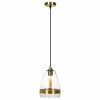 Casamotion Hammered Glass Pendant Light With Brass Ring, 1 Ceiling Hanging Light, Clear, Large