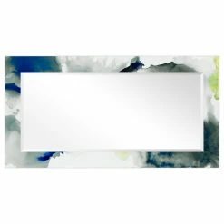 Empire Art Direct "Ephemeral" Beveled Mirror On Printed Abstarct Tempered Art Glass, 54"x28" -home bar shop add1e99201e7b774 9054 w800 h800 b1 p0