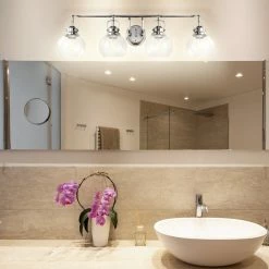 JONATHAN Y Shirley Metal, Bubbled Glass Vanity Light, Chrome, 4-Light -home bar shop af01e5ac037e51e2 5796 w800 h800 b0 p0