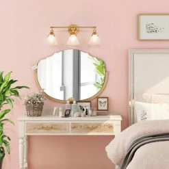 LALUZ 3-Light Antique Brushed Gold Modern Vanity Light With Frosted Glass Shade -home bar shop af31baf503117f45 5941 w800 h800 b0 p0