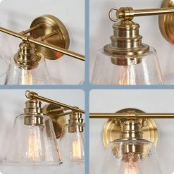 Kira Home Adair 22.5" Farmhouse / Bathroom Light, Conic Hammered Glass Shades -home bar shop af419ad503e21193 6283 w800 h800 b0 p0