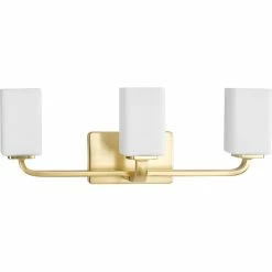Progress Lighting Cowan Collection 23-1/2" 3-Light Vintage Brass Bath Vanity Light Etched Glass