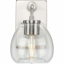 Progress Lighting Caisson 1-Light Brushed Nickel Clear Glass Industrial Bath Vanity Light -home bar shop b021407c00d4af87 3262 w800 h800 b1 p0