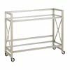 Henn&Hart 38" Satin Nickel Metal/Glass Bar Cart