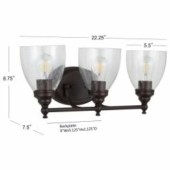 JONATHAN Y Marais Metal/Glass LED Vanity Light, Oil Rubbed Bronze, Width: 22.25" -home bar shop b05183db037e6656 8555 w800 h800 b1 p0
