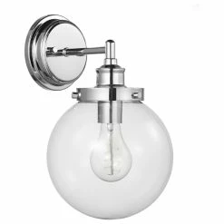 Globe Electric Milan 1-Light Chrome Wall Sconce Clear Glass Shade Vintage Edison Incescent