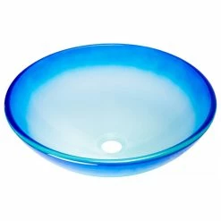 Eden Bath - Vessel Sinks Blue Cloud Frosted Round Glass Vessel Sink For Bathroom, 16.375 Inch -home bar shop b081b13b006c91df 5063 w800 h800 b1 p0