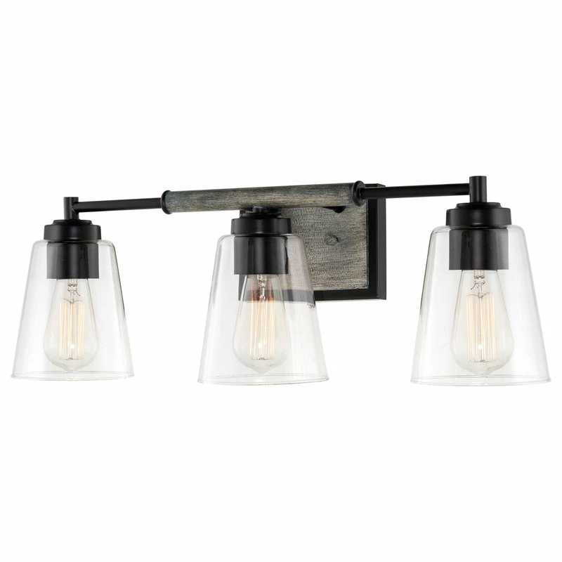 Kira Home Crestline 23" Farmhouse Bathroom / Light, Funnel Glass Shades, Gray 1 Kira Home Crestline 23" Farmhouse Bathroom / Light, Funnel Glass Shades, Gray