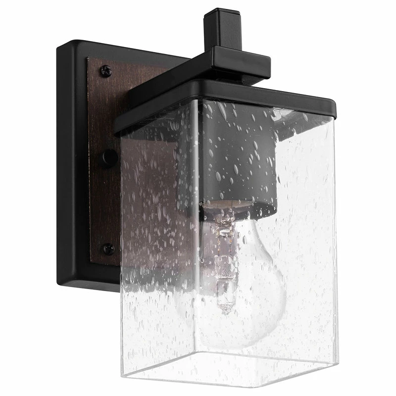 Globe Electric 1-Light Matte Black Vanity Light With Seeded Glass Shade 1 Globe Electric 1-Light Matte Black Vanity Light With Seeded Glass Shade