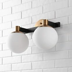 JONATHAN Y Modernist Globe Metal/Frosted Glass LED Vanity, 2-Light -home bar shop b211eb020fda445a 8281 w800 h800 b0 p0