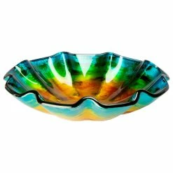 Eden Bath - Vessel Sinks Wave Rim Multi Color Glass Vessel Sink