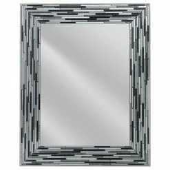 Head West, Inc. Frameless Glass Reeded Simulated Tile Printed Wall Mirror, Black -home bar shop b27168a103eeb7fb 9353 w800 h800 b1 p0