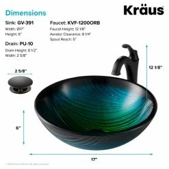 Kraus USA, Inc. Glass Vessel Sink, Bathroom Arlo Faucet, PU Drain, Mounting Ring, Oil Rub Bronze -home bar shop b2e12a7c03518dd0 9332 w800 h800 b1 p0