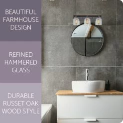 Kira Home Caspian 23" Farmhouse Bathroom / Light, Hammered Glass Shades, Russet -home bar shop b311474601d4cf45 8692 w800 h800 b0 p0