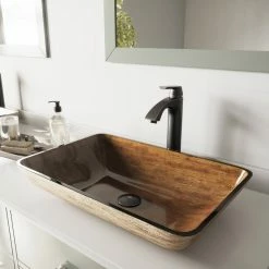 VIGO Rectangular Amber Sunset Glass Vessel Sink And Linus Faucet Set -home bar shop b3a188590e9edb12 7699 w800 h800 b0 p0