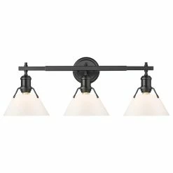 Golden Lighting Orwell Bath Vanity, 3-Light, Matte Black, Opal Glass Shade, 27.25"W