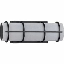 Progress Lighting Grid LED 1-Light Black White Linen Glass LED Modern Wall Light