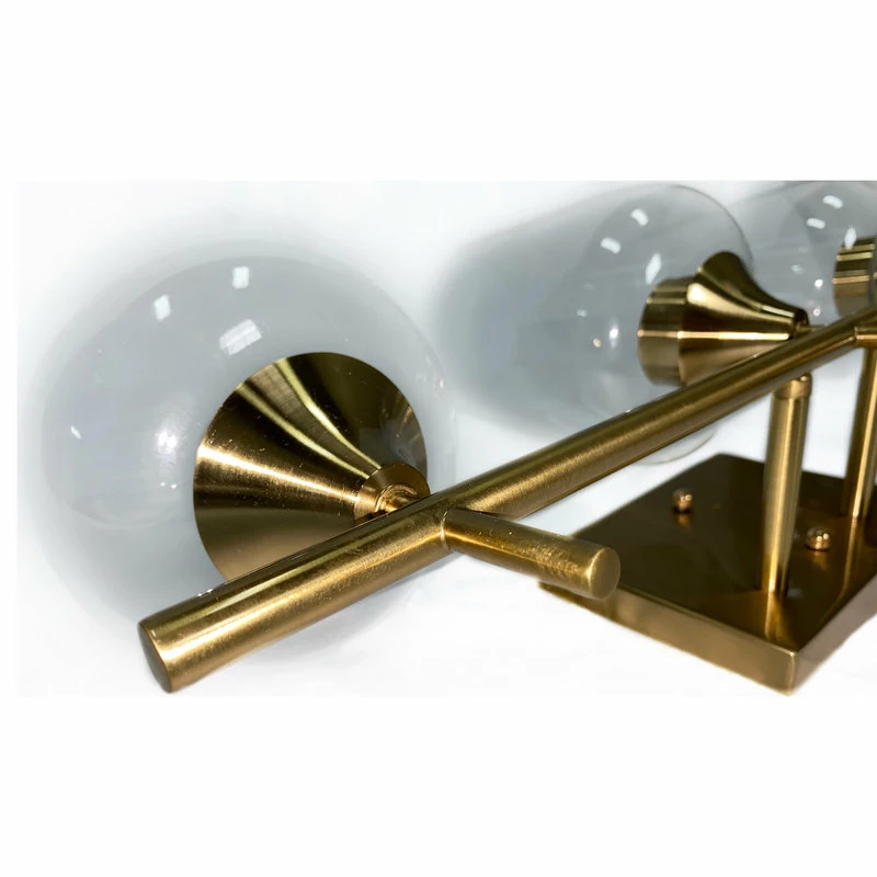 A Touch Of Design 3-Light Bathroom Vanity Light With Clear Glass Shades, Dimmer Compatible, Gold 2 A Touch Of Design 3-Light Bathroom Vanity Light With Clear Glass Shades, Dimmer Compatible, Gold - Image 2