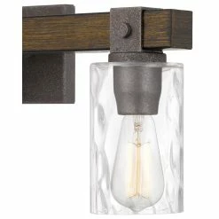 Starry Sky Trading Inc 3-Light 24'' Vanity Light Artisan Iron And Wood Finish Clear Glass Shade -home bar shop b4d101ce0019df58 7311 w800 h800 b1 p0