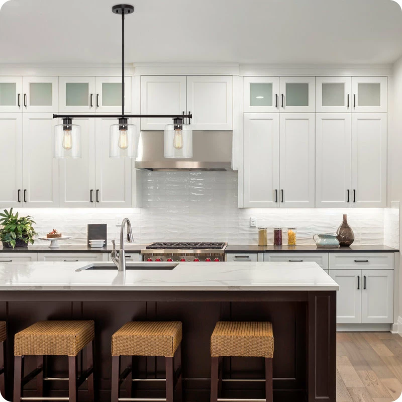 Kira Home Sloane 31" Farmhouse Island Light, Glass Cylinder Shades, Adjustable 2 Kira Home Sloane 31" Farmhouse Island Light, Glass Cylinder Shades, Adjustable - Image 2