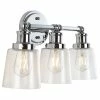 JONATHAN Y Beverly 22.5" 3-Light Iron/Seeded Glass Classic Cottage LED Vanity Light, Chrome