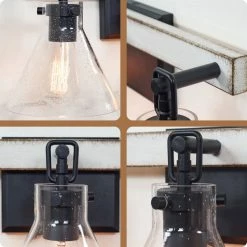 Kira Home Anza 25" Farmhouse / Bathroom Light, Conic Seeded Glass Shades, White -home bar shop b501403302317fdf 8461 w800 h800 b0 p0