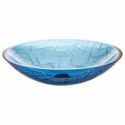 Eden Bath - Vessel Sinks Blue Crystal Tempered Glass Vessel Sink For Bathroom, Oval, 20 X 15 Inch