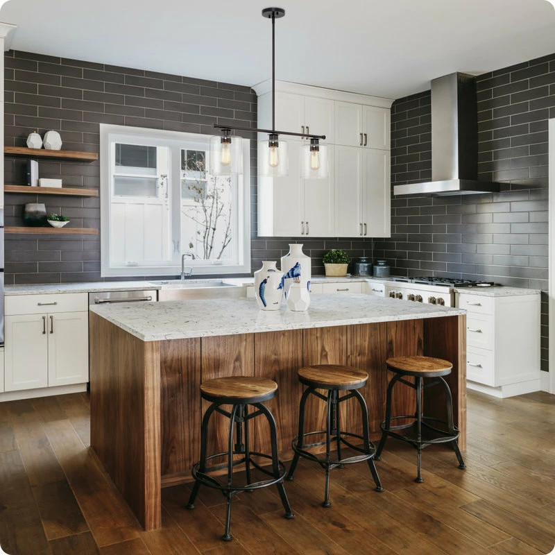 Kira Home Sloane 31" Farmhouse Island Light, Glass Cylinder Shades, Adjustable 3 Kira Home Sloane 31" Farmhouse Island Light, Glass Cylinder Shades, Adjustable - Image 3