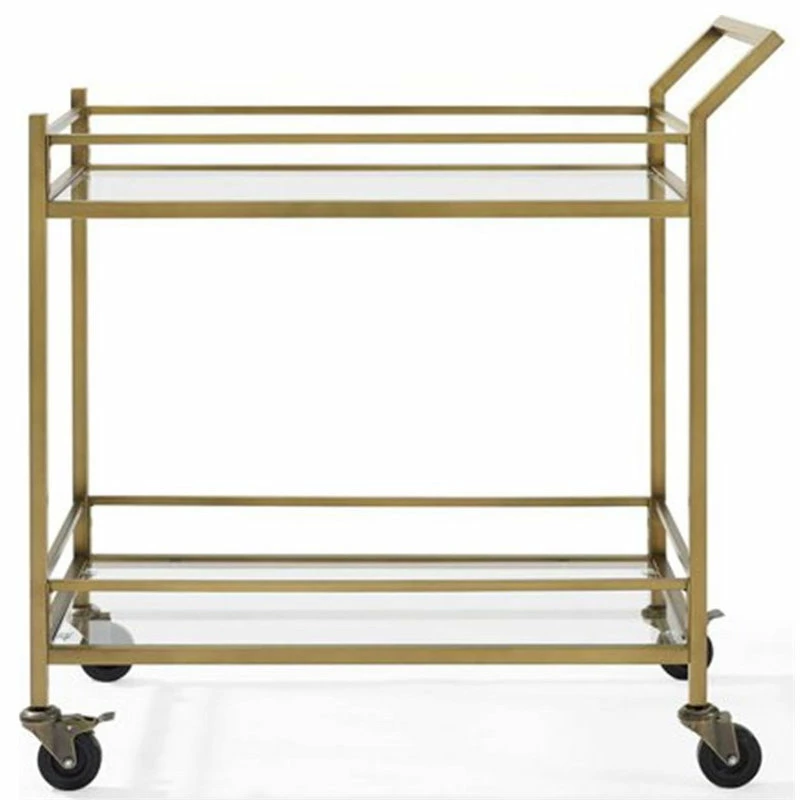 Crosley Aimee 2 Tier Glass Top Bar Cart In Antique Gold 3 Crosley Aimee 2 Tier Glass Top Bar Cart In Antique Gold - Image 3