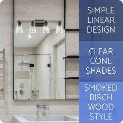 Kira Home Asher 32" Farmhouse / Bathroom Light, Funnel Glass Shades, Smoked -home bar shop b5f1917401d4d623 8438 w800 h800 b0 p0