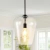 JONATHAN Y Hayes 11.25" 1-Light Iron/Glass LED Pendant, Oil Rubbed Bronze/Clear