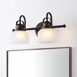 JONATHAN Y Virginia 1-light Metal/Glass LED Vanity Light, Oil Rubbed Bronze, 2-Light -home bar shop b6d174dd037e540b 9380 w800 h800 b0 p0