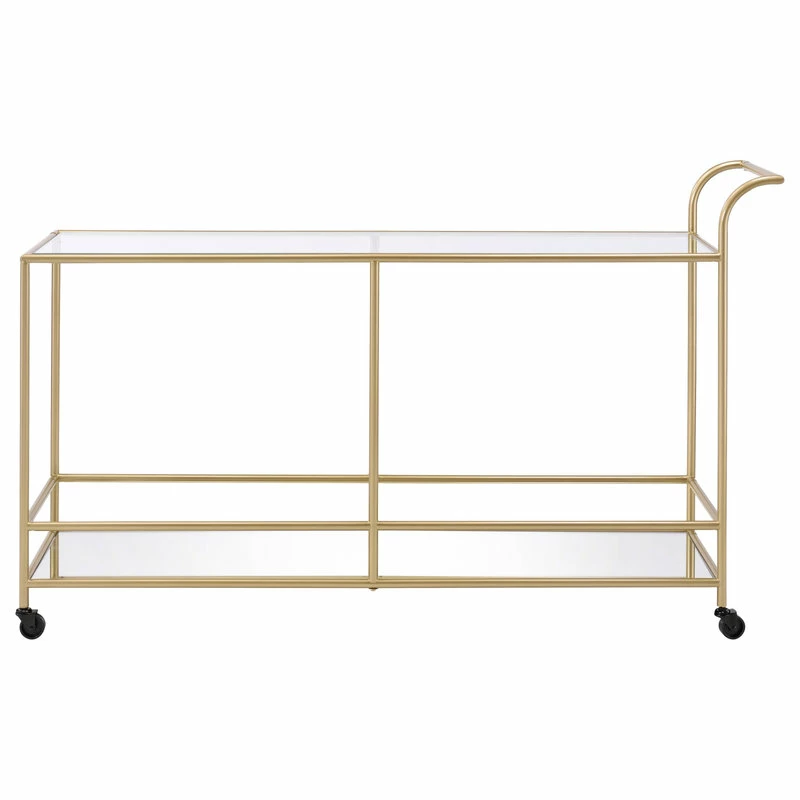 Acme Furniture Kenda Serving Cart, Gold And Glass And Mirrored 2 Acme Furniture Kenda Serving Cart, Gold And Glass And Mirrored - Image 2