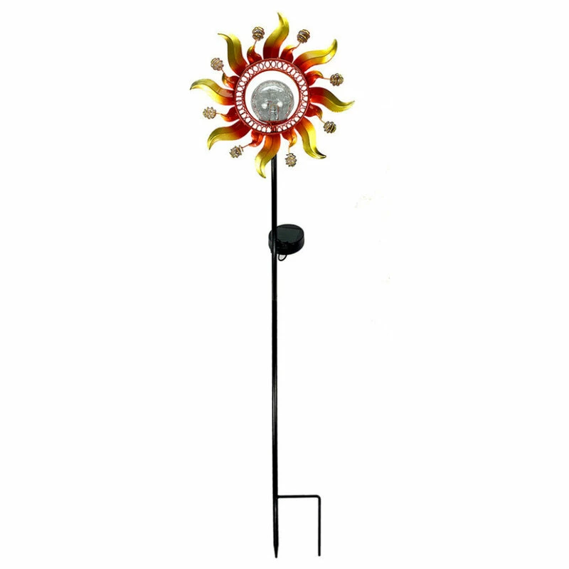 Unido Solar Powered Metal Copper Sunray Garden Stake With Glass Crackle Ball LED Light 1 Unido Solar Powered Metal Copper Sunray Garden Stake With Glass Crackle Ball LED Light