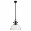 Golden Lighting Hines 1-Light Pendant, Black, Seeded Glass
