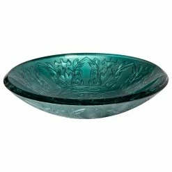 Eden Bath - Vessel Sinks Teal Glass Vessel Sink With Embossed Pattern