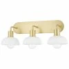 Hudson Valley Lighting Kyla 3-Light Bath Bracket, Aged Brass Finish, Opal Glossy Glass
