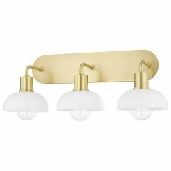 Hudson Valley Lighting Kyla 3-Light Bath Bracket, Aged Brass Finish, Opal Glossy Glass